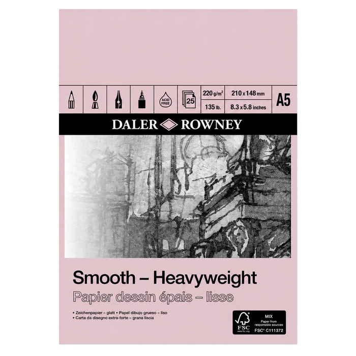 Daler Rowney Smooth Heavyweight Pads 220gsm 25 Sheets