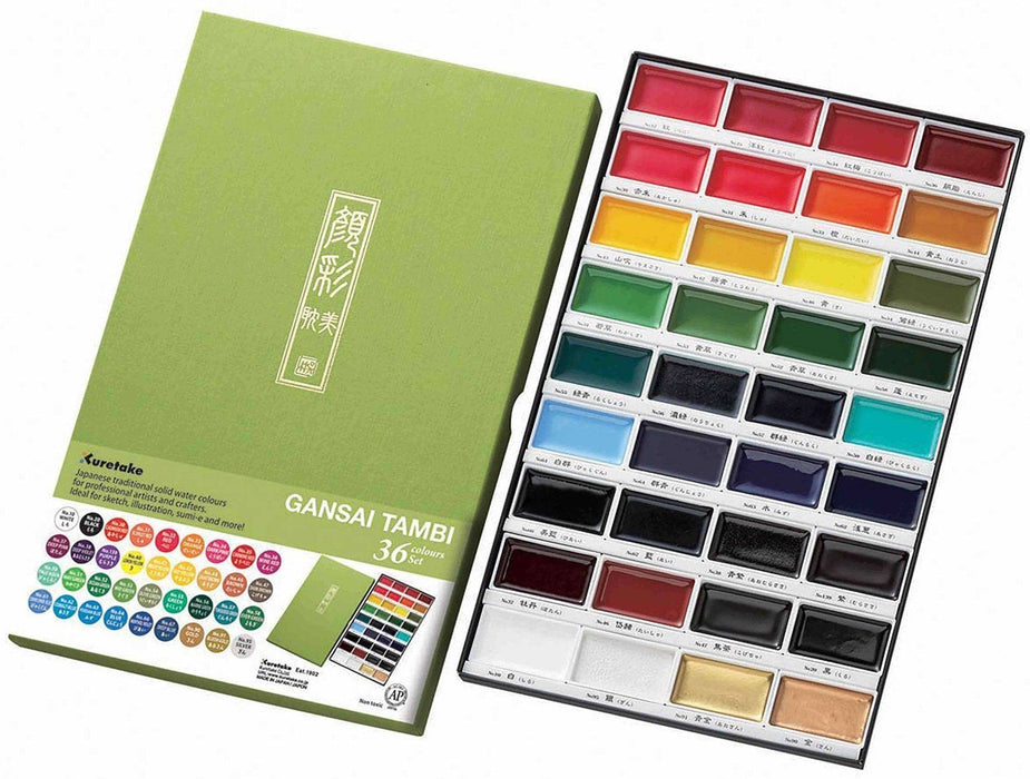 KURETAKE GANSAI TAMBI KURETAKE GANSAI Kuretake Gansai Tambi Set 36 Zig Gansai Tambi Watercolour 36 Set